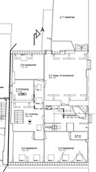 <p>Nieuwe plattegrond van de tweede verdieping, behorend bij de vergunningaanvraag van 2007 (gemeente Zwolle). </p>
